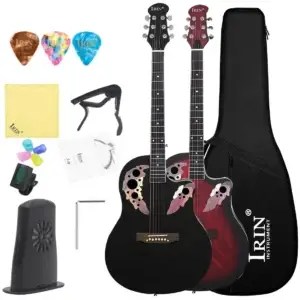 Guitare acoustique folk IRIN pour débutants - Épicéa fleur de raisin