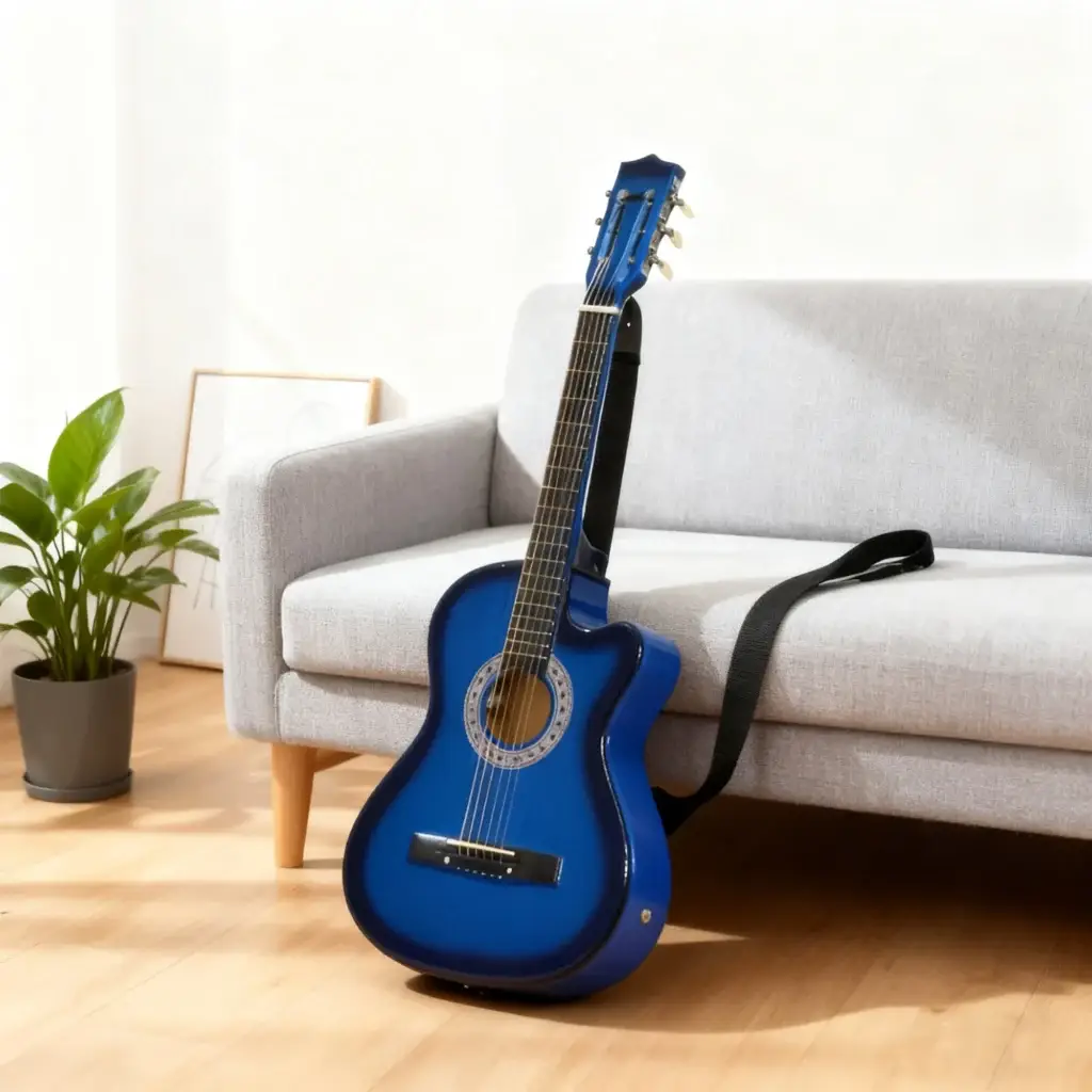 Guitare électrique HOMCOM vue de face - corps à pan coupé ergonomique
